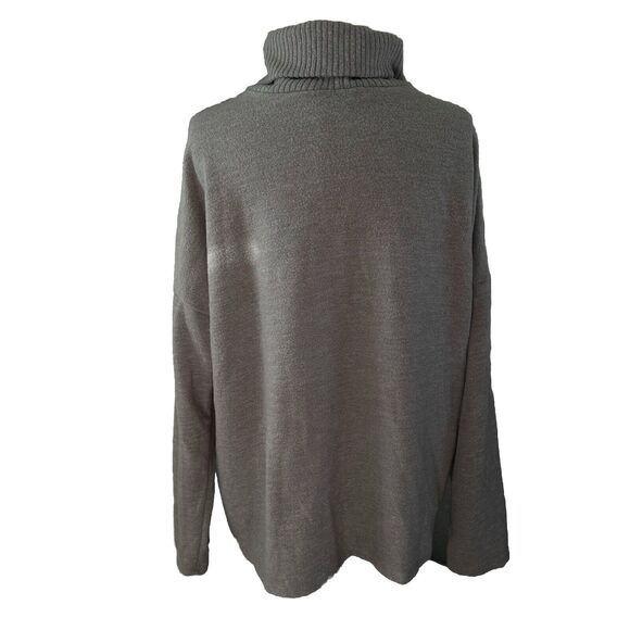 P.S.Kate Women’s 2XL Tan Taupe Faux Button Up Turtle Neck Cowl Sweater Soft - Picture 3 of 8